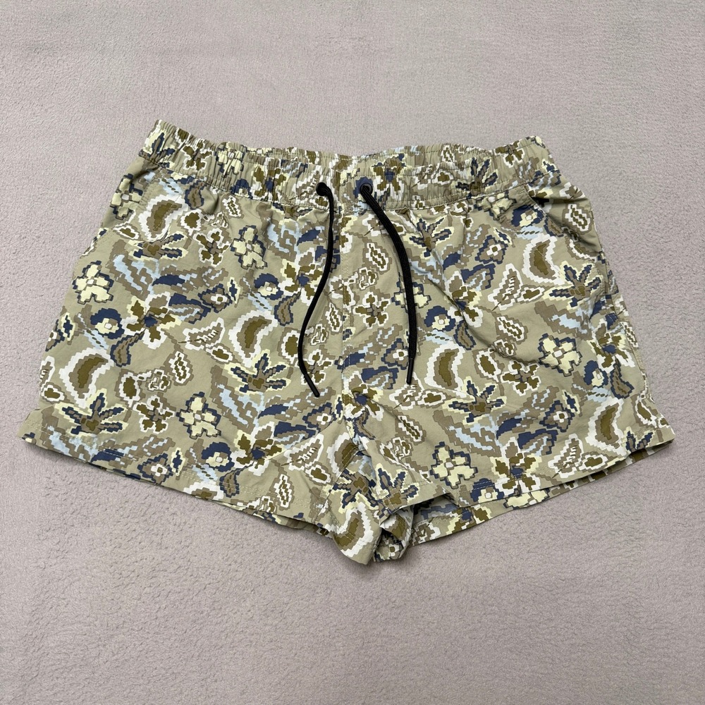 Mountain Hardwear Shorts Womens Small Green Pixel Paisley Hiking Nylon Trail